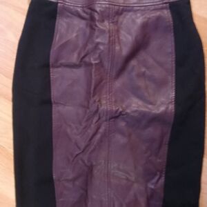 Ann Taylor Faux Brown  Leather & Black Skirt Size 4 New
